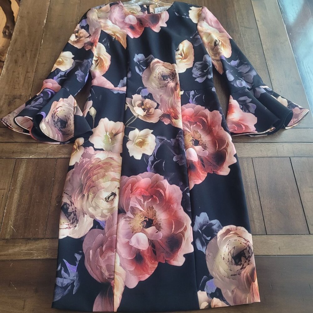 Joseph Ribkoff Floral Bell Sleeve Dress Size 2